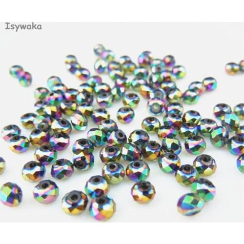Isywaka Green Purple Color 3*4mm 145pcs Rondelle Austria faceted Crystal Glass Beads Loose Spacer Round Beads for Jewelry Making