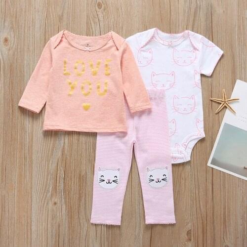 Newborn Infant Baby Girl clothes set Long Sleeve Tops + T Shirt + Pants outfit clothes set Cartered cotton baby clothes set