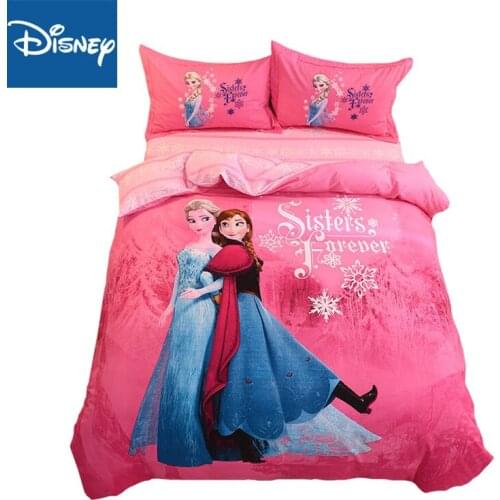3D Printed cotton sanding Bedding Set Frozen Elsa Anna Princess Girls Boys Single Bed linen Duvet Cover Pillowcases for 1.5m bed