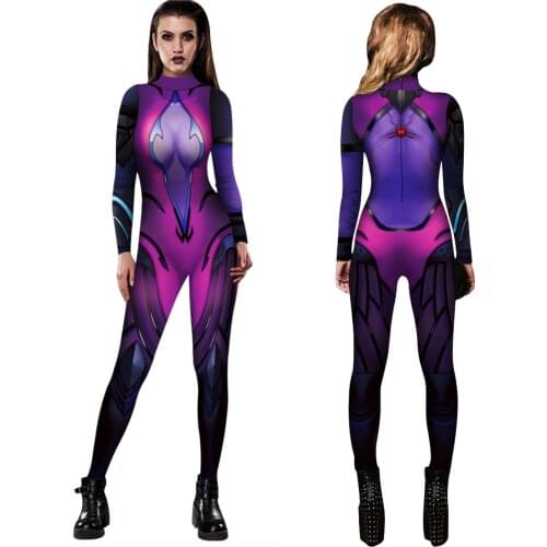 Women Widowmaker Spider Cosplay Costumes 3D Print League Hero Jumpsuit Female Bodysuit Game Cosplay Halloween Party Suit