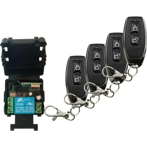 Mini Wireless RF Remote Control Light Switch 10A Relay Output Radio DC 12V 24V 1 CH Channel 1CH Receiver Module +Transmitter