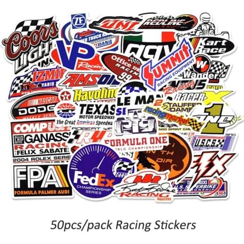 50pcs/pack Racing Car Graffiti Stickers Waterproof Car Suitcase Helmet Skateboard Guitar Kpop Stickers Cool Reward Stickers