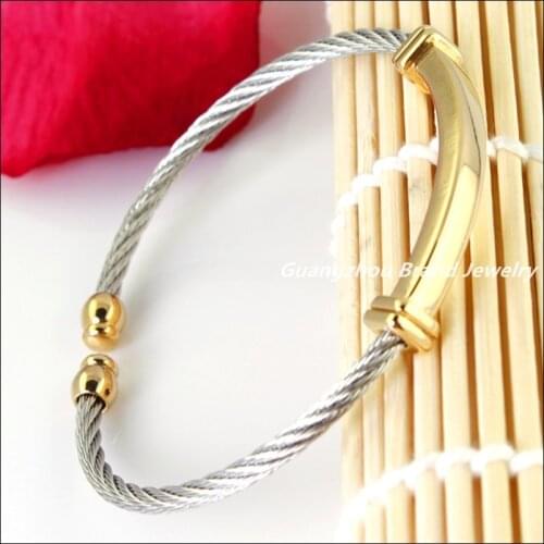 New Cool Fashion Jewelry 316L Stainless Steel Silver color Tone Wire Cable Chain Mens Womens Bracelet Bangle High Quality