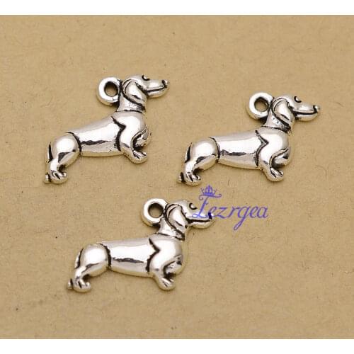 35pcs/lot--20x15mm, Dachshund Dog cham,Antique silver plated dog charms,DIY supplies, Jewelry accessories