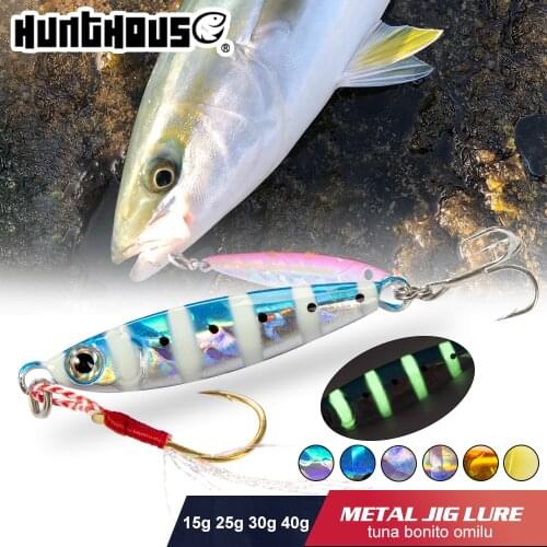 Hunthouse New Metal Cast lure fishing Jig Spoon 15/25/30/45g Shore Casting Jigging Lead Fish Sea Bass Fishing Lure tackle