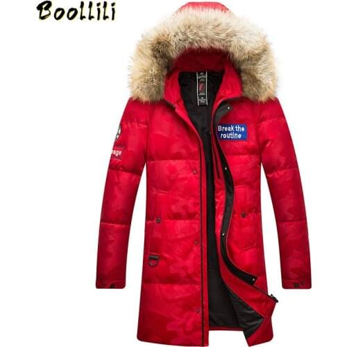 Boollili 2020 Winter Down Jacket Plus Size 90%White Duck Down Coat Long Large Racoon Fur Collar Parka Doudoune Homme