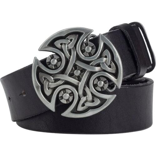 Western Style Alloy Belt Buckle Top Layer Leather Soft Belt Jeans Trendy Cattle Belts for Men Fashion Cowskin