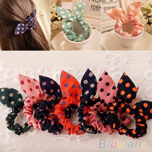 10Pcs Rabbit Ear Hair Tie Bands Accessories Japan Korean Style Ponytail Holder