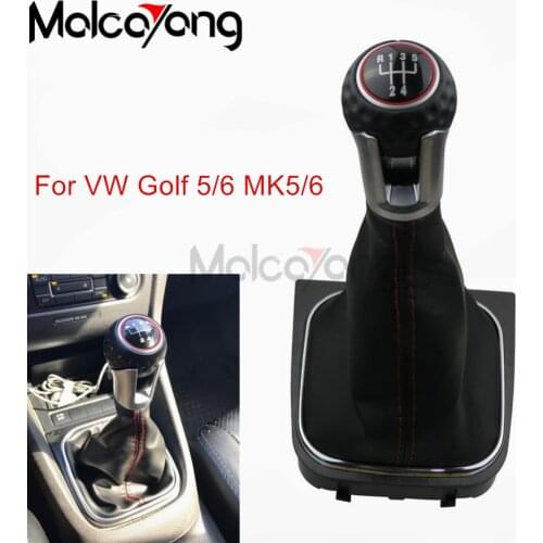 MT Gear Shift Knob for Volkswagen VW Golf 5 6 Golf5 Golf6 Gearshift Shifter Lever Stick Leather Gaitor Boot Base Frame Arm Pen