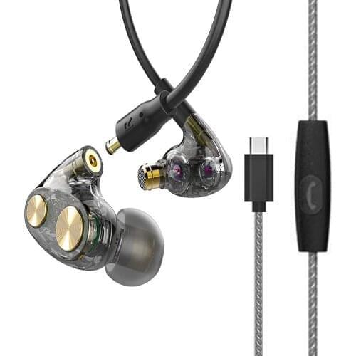 High Resolution Studio Earphone Wired Earbuds with Mic Audiophile Hybrid Tecnology Hi-Res Detachable Cable Type C Connector HIFI