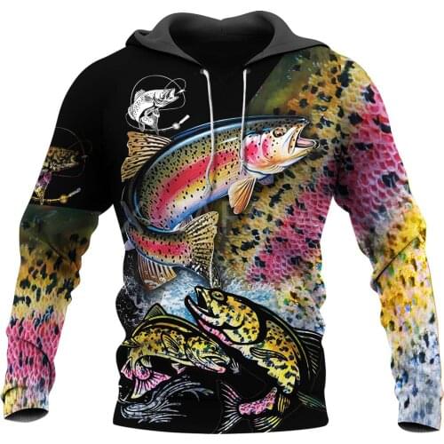 Rainbow Trout Fishing 3D All Print Plus Hoodie Man Women Harajuku Outwear Zipper Pullover Sweatshirt Casual Unisex Jacket