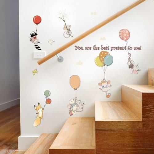 Balloon Mouse Cartoon Wall Paste for Childrens Room Building Road Xuanguan Bedroom Kindergarten Diy Decoration Christmas Gifts