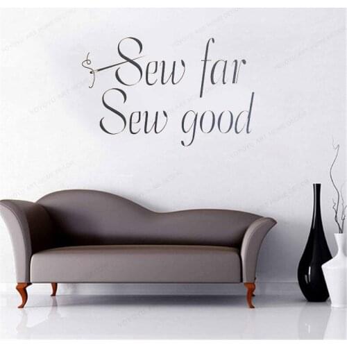 Sew Far Sew Good quote wall vinyl sticker for sewing studio wall decal removable art mural HJ328
