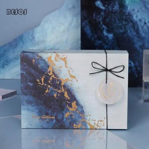 High-end Simple Gift Box Hollow Bronzing Gradient Marble Pattern Holiday Party Birthday Shirt Scarf Wallet Paper Gift Box B287D