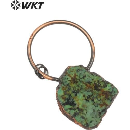 WT-P1682 WKT Unique Vintage style Antique copper plated South Africa Turquoise stone pendant with Big Ring Trend casual pendant