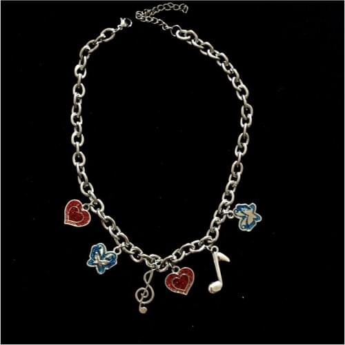 Yuansuo clavicle chain retro short chain street summer butterfly note girl adjustable stainless steel necklace