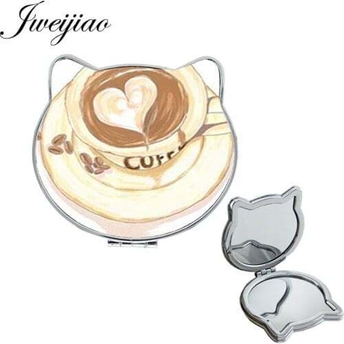 JWEIJIAO heart love shape Coffee Health Makeup mirrors 1X/2X Magnifying vintage Gift leather espejo de maquillaje QF299