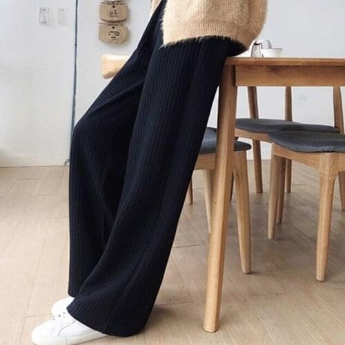 Womens Pants Autumn and Winter Wool Tweed Thickened Suit Wide Leg Pants 2021 New Womens Pants Loose Straight Pants Fashion