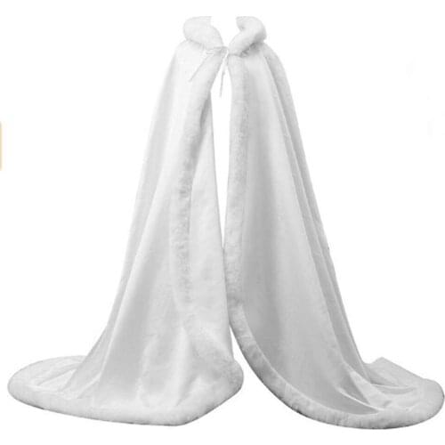 Ladies Long Hooded Wedding Cloak Bridal Shawl Wedding Ladies Cloak Winter Warm Party Shawl Cover