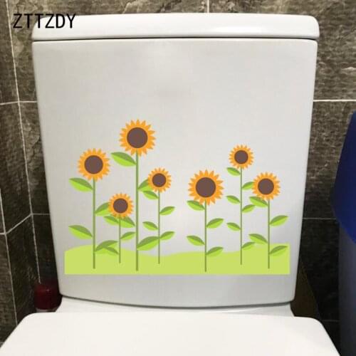 ZTTZDY 25*17.3CM Cartoon Sunflower WC Decor Toilet Seat Stickers Childrens Room Wall Decal T2-0329