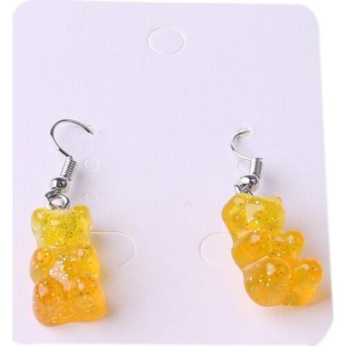 1 Pair Fashion Lovely Colorful Cartoon Sweet Bear Resin Dangle Drop Earrings Charms Ear Danglers Women Jewelry Gifts