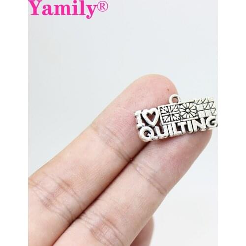 15pcs--25x12mm Antique silver tone I Heart Quilting Charms pendant necklace,earring bracelet jewelry DIY handmade