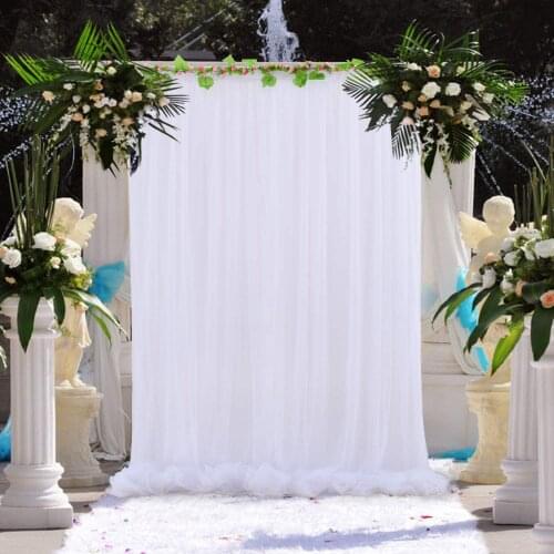 2.4x1.5M White Wedding Sheer Silk Drapes Panels Hanging Curtains Photo Events Party Backdrop Background Decoration Accessories