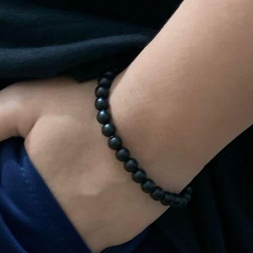 2021 new simple elastic rope Black Beads Bracelet mens blue eyes beads jewelry women lovers 19cm, 20cm size