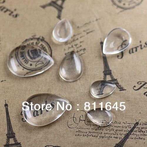 300pcs/lot 10*14mm teardrop clear domed magnifying glass cabochons, photo jewelry pendant inserts