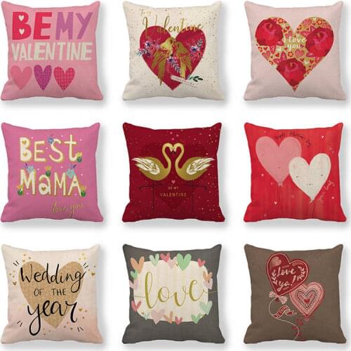 45cm*45cm love you Happy Valentines Day design linen/cotton throw pillow covers couch cushion cover home decor pillow