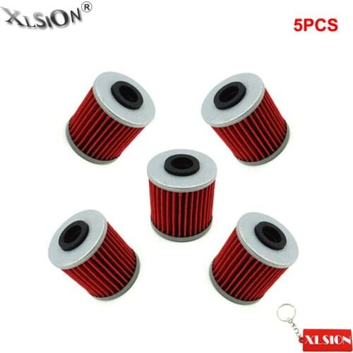 XLSION 5Pcs Oil Filters For Suzuki RMZ 250 RMZ450 2008-2016 EVO 300 250 4stroke Kawasaki KX 250 250F KX450F