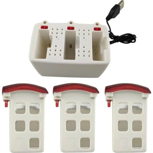 3PCS 3.7V 500mAh Battery(Red) + 3in1/ 1 Charge 3 Charging Box for Syma X5U X5UW X5UC Quadcopter Parts RC Drone