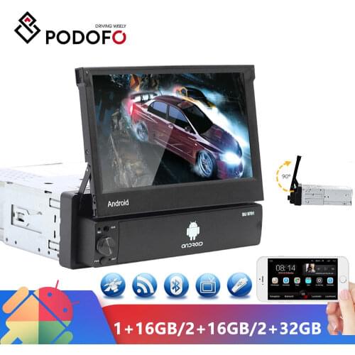 Podofo Android Car Radio Autoradio 1 Din 7'' Touch Screen Car Multimedia Player GPS Navigation Wifi Audio Stereo for Universal