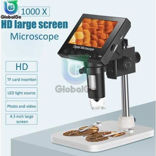 1000X 200W Digital Electronic Microscope 4.3"LCD Display Digital Microscope 8 LED Stand for PCB Motherboard Repaire