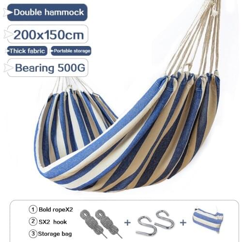 Double hammock outdoor widened indoor dormitory canvas hammock single bed hanging dormitory swing 200cmx150cm Double hammock