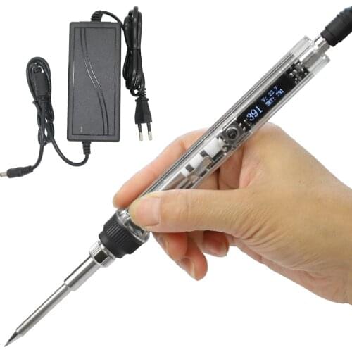 T12 72W OLED display Mini Electric Soldering Transparent Iron Adjustable Temperature Portable Solder with T12 iron tip and power