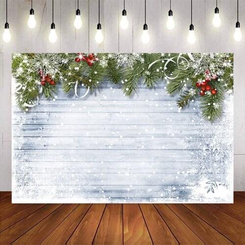 Photography backdrop christmas pine tree white snow wood floor background for photo studio newborn kids portrait photo shoot