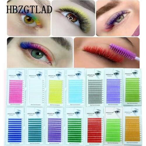 HBZGTLAD Brand new C/D curl 0.07/0.1mm 8-13mm mix length false lashes eyelash individual colored lashes Faux eyelash extensions