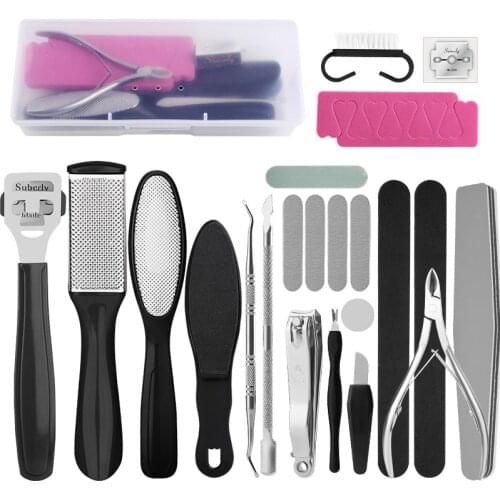 23pcs/set Pedicure Tools Professional Foot Care File for Heels Grinding Scrubber Cutter Feet Care Kit for Pedicure Remove Callus