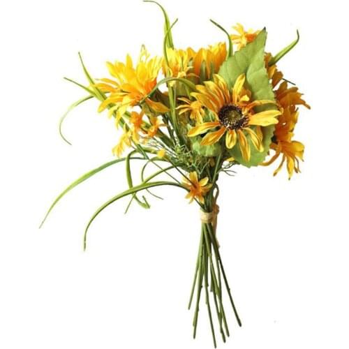 Artificial Plant Flower Bouquet Simulation Sunflower Home Decoration Wreath Party Holiday Wedding Garden Handmade Fake Flowers