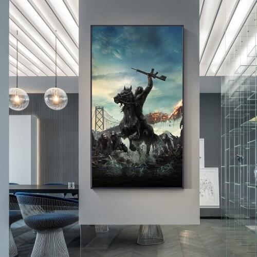 Famous Sci-fi Movie Plot Poster Horse Riding Orangutan Canvas Painting Modern Interior Decoration Art Painting(No Frame)