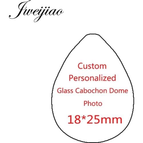 JWEIJIAO New Custom DIY 18x25mm Handmade Tear Drop Shape Glass Cabochon Dome Photo Flat Back Jewelry Making NA01