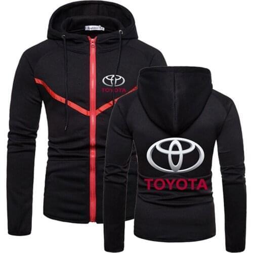 2021 Spring Autumn Mens Toyota Zipper Print Car Logo Jacket Sport Cotton Hoodies Patchwork 6 Color Coat Designer Streetwear Top