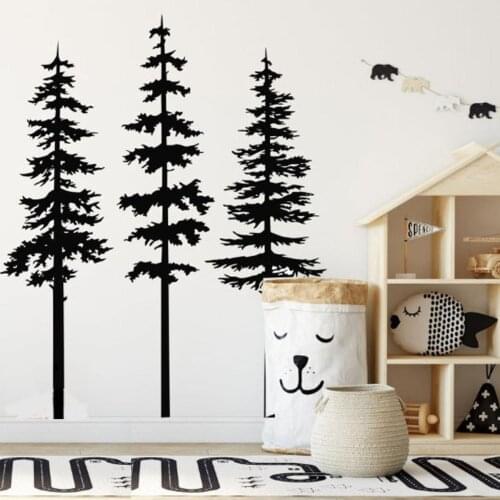 Makeyes 3 Pine Trees Wall Decals Forest Home Wall Decor Set 3 Pine Trees Vinyl Warm Wall Stickers Design Livingroom Mural Q602