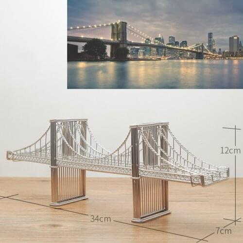 Steel Wire Model Brooklyn Bridge Authentic Architecture Replica Statue, Card Holder and Award
