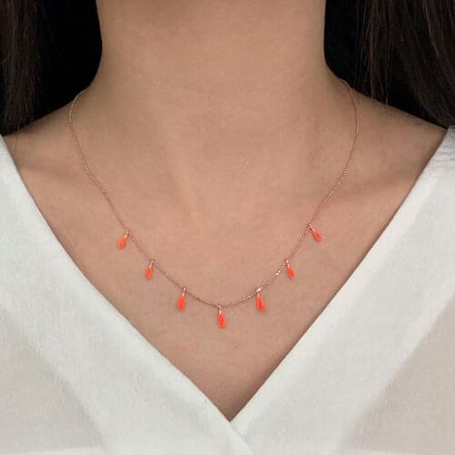 Fashion Choker 925 Silver Necklace For Women Trendy Neon Super Luxury Drop Pear Collares Turkish Fine Jewelry