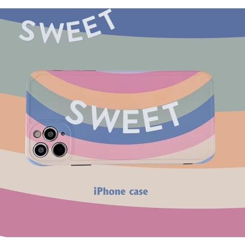 Luxury fashio ins rainbow Sweetheart soft silicon phone case for apple iphone 12 MiNi 7 8 X XS XR MAX 11 Pro Plus SE 2020 cover