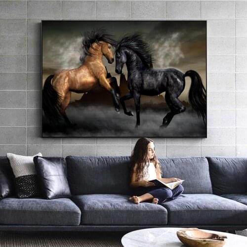 Opposing Horses Wall Art Decorative Canvas Prints Abstract Animals Canvas Paintings On The Wall Pictures For Living Room Cuadros