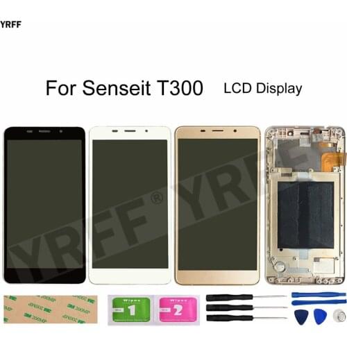 New Free Shipping LCD Screens For Senseit T300 LCD Display Touch Screen Digitizer Assembly Panel Sensor Phone Repair Sets