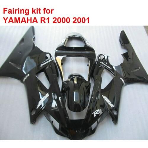 New Injection mold fairing kit for YAMAHA YZF R1 00 01 black bodywork parts fairings set R1 2000 2001 MM51